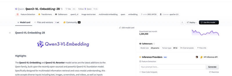 Qwen3-VL-Embedding-2B — Hugging Face model card