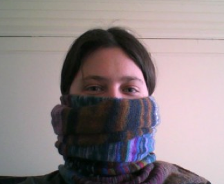 Kristina Clair with handknitted scarf