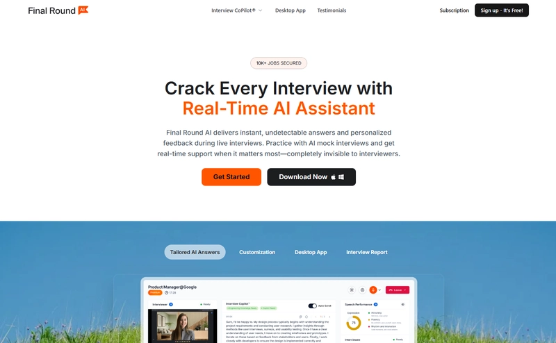Final Round AI AI coding interview practice tool interface