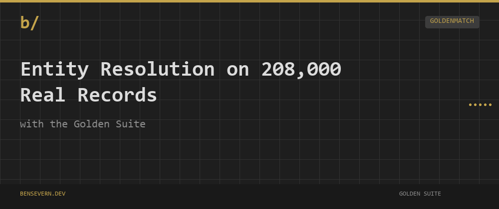 Cover image for Entity Resolution on 208,000 Real Records with the Golden Suite