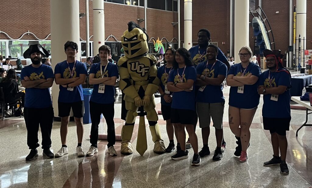 KnightHacks students with the school mascot