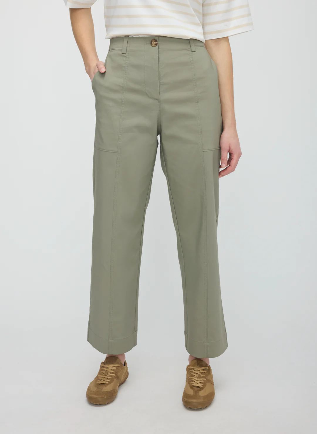 Colette Cropped Wide Leg Twill Pants