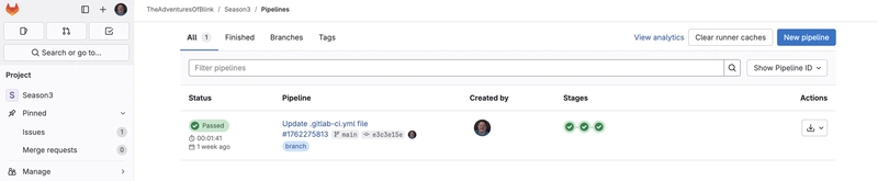 The pipeline status page