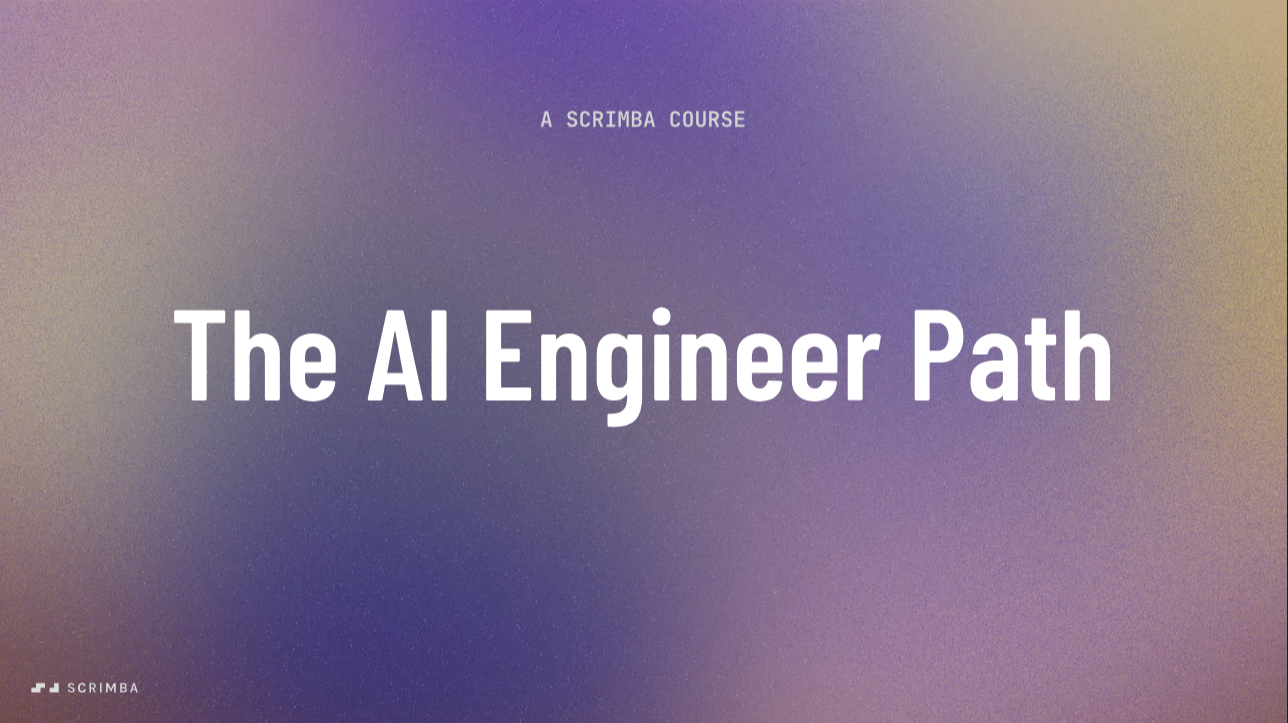Video thumbnail with the text Scrimba Course - AI Engineer