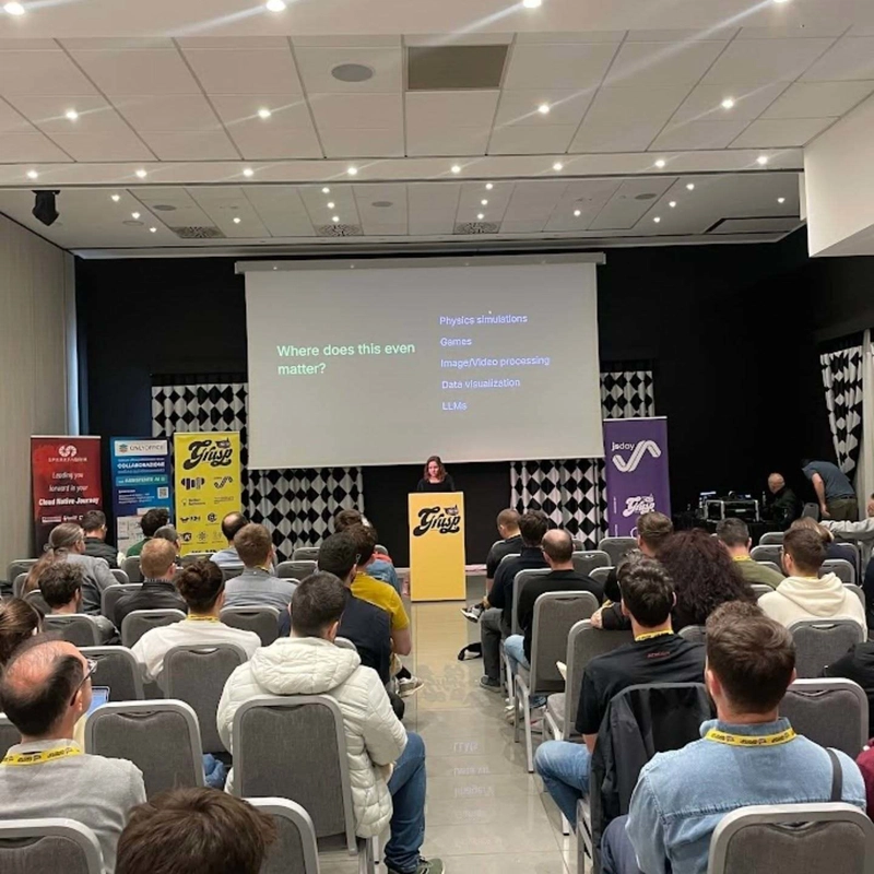 Woman speaking at converence