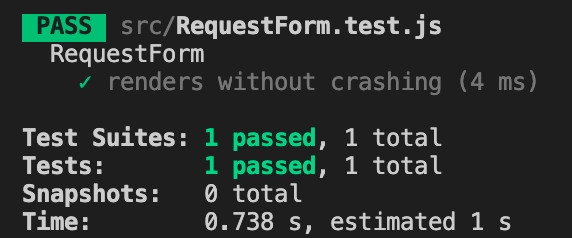 Our first test passes now
